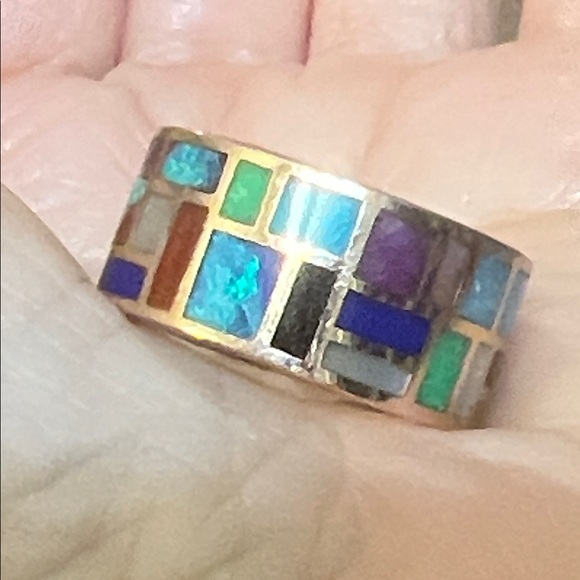 Marla Aaron Multicolor Inlay Gold Ring - Picture 10 of 11